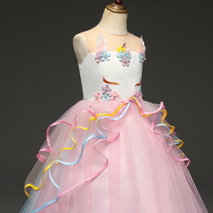Robe de mariée d'été pour bébé, en dentelle rose longue et tissu multicolore, haute qualité, prix de gros - Product Image 5