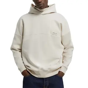 Custom men pure color pullover hoodie with hooded mock neck