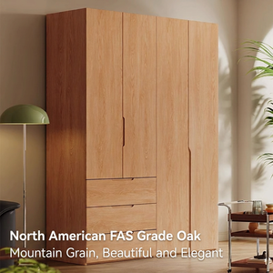 Armoire en bois massif de style nordique, grande capacité de rangement, meubles de chambre à coucher, design à portes battantes, gain de place, durable - Product Image 3