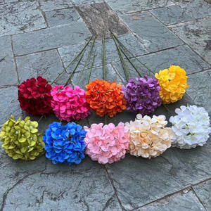 ดอกไฮเดรนเยียปลอมขนาดใหญ่สำหรับงานแต่งงาน วันวาเลนไทน์ และวันขอบคุณพระเจ้า สีเหลืองม่วง ของตกแต่งแบบนุ่ม ขายส่ง - Product Image 1