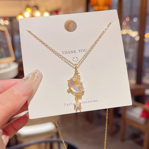 Collana Luna e Fiume di Stelle, Ornamento Femminile di Lusso <span class=keywords><strong>con</strong></span> Pendente Luminoso, Catena per Clavicola Romantica di Alta Classe - Product Image 4