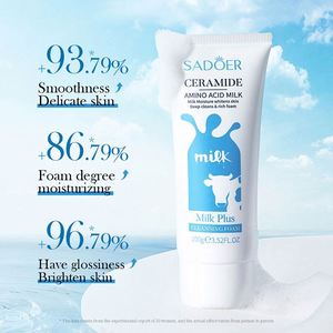 Nettoyant visage à <span class=keywords><strong>la</strong></span> céramide SADOER, <span class=keywords><strong>nettoyage</strong></span> <span class=keywords><strong>en</strong></span> <span class=keywords><strong>profondeur</strong></span>, améliore <span class=keywords><strong>la</strong></span> <span class=keywords><strong>peau</strong></span> terne, mousse hydratante au lait, nettoyant visage, marque privée - Product Image 4