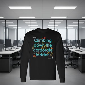T-shirt a maniche lunghe con stampa “Climbing Down The Corporate Ladder”, abbigliamento promozionale - Product Image 3