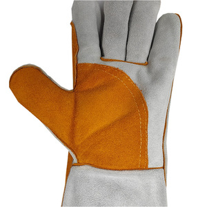 Welding <b>Gloves</b> Double Layer Cowhide Reinforced Palm Heat Resistant For Welding Industry - Product Image 3