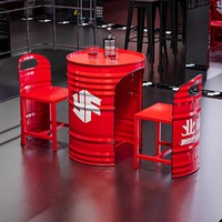 Ensemble de meubles de bar d'extérieur de style industriel rouge combinaison de table de chaise commerciale pour les magasins de hamburgers aires de repos avec de l'huile