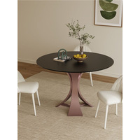 Table à manger circulaire compacte Delifeng en pierre de quartz, style minimaliste italien, blanc pur, haute température, style Xiaohongshu