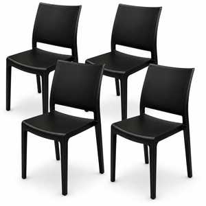 Chaise de jardin 47x48x80 cm, empilable, pour extérieur et intérieur, en polypropylène noir - Product Image 1