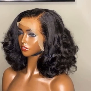 Bouncycury encaje Frontal pelucas cortas de cabello humano fábrica al por mayor diseño de moda barato 13*4 pelo chino transparente largo - Product Image 4