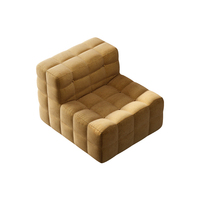 Fauteuil lounge en velours côtelé style Kashima, fauteuil d'appoint modulaire tout en mousse capitonné gaufré