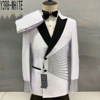 Costumes de Scène pour Hommes Ecowalson – Costume Homme avec Strass et Paillettes, Col Cranté, Simple Boutonnage, Tissu Mélangé, Tenue de Marié