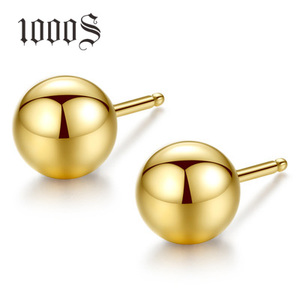 Pendientes <span class=keywords><strong>de</strong></span> <span class=keywords><strong>plata</strong></span> <span class=keywords><strong>de</strong></span> ley 925 con bola redonda, joyería <span class=keywords><strong>de</strong></span> moda, chapado en oro pulido - Product Image 1