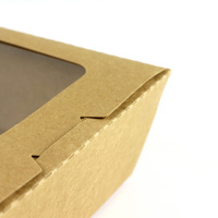 Boîte à goûter rectangulaire en kraft ondulé de qualité alimentaire, recyclée, avec fenêtre transparente en PVC, boîte cadeau petite pour desserts