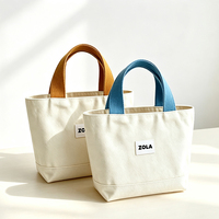 Tas Tote Kanvas Katun Mini Custom, Tas Ember Kecil Portabel yang Dapat Digunakan Kembali, Logo Cetak untuk Belanja Sehari-hari & Membawa Kopi