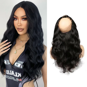 Commercio all'ingrosso brasiliano 360 Lace frontale naturale pieno pizzo frontale 100% estensione dei capelli umani può legare una coda di cavallo - Product Image 1