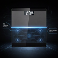 Báscula Digital Inteligente Profesional de Vidrio Templado con Pantalla LCD Grande y Temperatura Ambiente para Pesar en el Hogar y el Baño