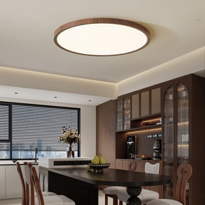 Lámpara de techo LED redonda con marco de madera, diseño delgado para dormitorio, sala de estar, iluminación interior del hogar - Product Image 3