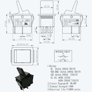 Interruptor basculante para electrodomésticos de cocina, interruptor de encendido y apagado de 2 pines, 85 55, precio de fábrica - Product Image 5