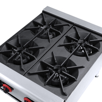 Kompor Gas Komersial Profesional 25.2KW, Pembakar Ganda Baja Tahan Karat Tugas Berat untuk Dapur Restoran Hotel Katering