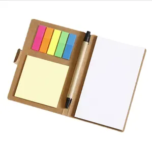 OEM Kraft Cover Custom Printed Sticky Memo Notes Pad with Pen