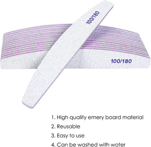 Double-Sided Stainless Steel <b>Nail</b> <b>File</b> with Plastic Handle Straight Pattern Emery Lightweight Durable 180 Grit for Beauty Care - Product Image 3
