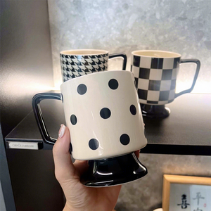 Black <b>White</b> Hepburn Style Modern Simple High-footed Porcelain Cup Couple's Mug Heat-Resistant <b>Gift</b> <b>Box</b> Packaging Office Coffee - Product Image 6