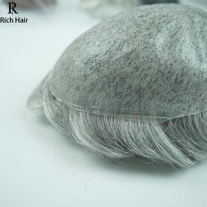 Richhair Right Sistema per <span class=keywords><strong>Uomo</strong></span> con Base in PU/Lace Ultra Sottile 0,02mm, Capelli Indiani Remy, Stili a Onda Naturale, Nodi Invisibili, Personalizzabile 110% - Product Image 3