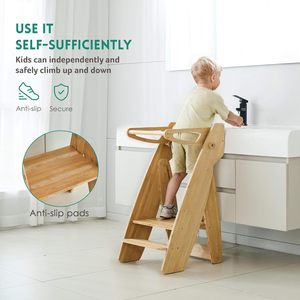Tour d'apprentissage Montessori en bois pliable pour enfants, tabouret de cuisine pliant pour l'aide à la position debout - Product Image 4