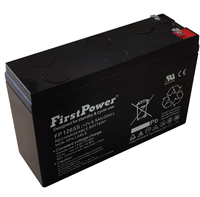 Batterie scellée FirstPower FP1265S 12V 6,5Ah à faible résistance interne, anti-déversement, pour systèmes de contrôle d'accès et de vidéosurveillance