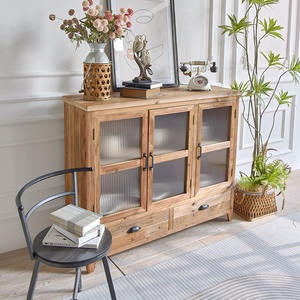 Aparador Moderno INNOVA de Madera Maciza para Cocina o Comedor con 3 Puertas de Cristal y 2 Cajones - Product Image 4