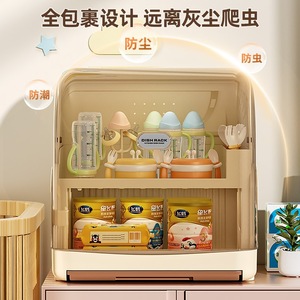 Baby Bottle Storage <b>Box</b> With Lid Rectangular Transparent Dish Rack For Baby Feeding Items - Product Image 2