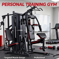 Equipo de Gimnasio Multifuncional de 5 Estaciones con Sistema de Cables de Acero y PVC, con Pec Deck y Low Row, para Entrenamiento en Gimnasios Comerciales, Unisex