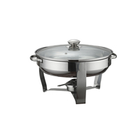 Marmite de buffet classique en acier inoxydable 201 de 4QT à prix abordable avec couvercle en verre pour cuisinière à gaz et à induction, sans revêtement