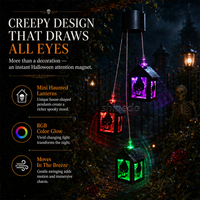 Carillon solaire en forme de maison, mini lanternes effrayantes pour fête de jardin, lumières de Noël d'Halloween, lampes solaires de jardin à tête de crâne d'horreur