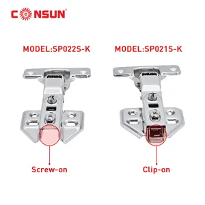 SP021S-K / SP022S-K Manufacturer Stainless Steel 304 Soft Closing Furniture Cabinet Door Hinge Clip On Hydraulic Door Hinge