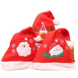 High Quality Soft Silk Screen Printed <b>Christmas</b> Decorations <b>Santa</b> Claus Fawn Snowman Children Non-woven Fabric Hat Holiday Party - Product Image 1