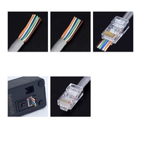 Conectores Ethernet RJ45 Cat 5e, Conectores Modulares UTP Sin Blindaje con Orificios de Paso y Perforaciones, Conectores RJ45