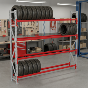 Étagères de stockage de pneus en acier haute densité et robustes, tailles personnalisables, assemblage sans boulons, capacité de 1000 kg, carton pour garages - Product Image 5