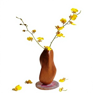 Vase de table en bois fait main, écologique, design moderne, matériau naturel, diamètre personnalisé, porte-fleurs décoratif AZ - Product Image 1