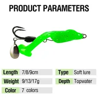 Leurre de pêche en forme de grenouille 9g/13g/17g avec double hameçons tranchants, appâts de simulation grenouille tête de serpent