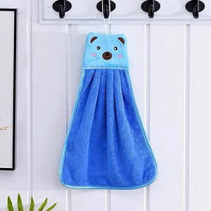 Cute Cartoon Bear Hanging <b>Hand</b> <b>Towel</b> Coral Fleece Bathroom and <b>Kitchen</b> <b>Towel</b> Polyester Printed Technics - Product Image 3