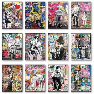 Peinture sur toile graffiti sur mesure, style <span class=keywords><strong>pop</strong></span> nordique, reproduction de peinture à l'huile célèbre faite à la main pour la décoration murale de la maison et de l'hôtel - Product Image 2