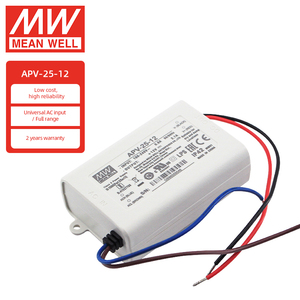 ไดรเวอร์ไฟ <span class=keywords><strong>LED</strong></span> Mean Well รุ่น APV-25-12 กำลังไฟ 25 วัตต์ 12 โวลต์ 2.1 แอมป์ จ่ายไฟแบบขาออกเดี่ยว DC <span class=keywords><strong>12V</strong></span> 2A สำหรับไฟ <span class=keywords><strong>LED</strong></span>, ป้ายไฟ <span class=keywords><strong>LED</strong></span> 0 ~ 2.1 แอมป์ รับประกัน 2 ปี - Product Image 1