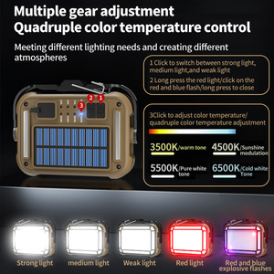 Camping Light Solar Rechargeable COB <b>LED</b> Work Light With Magnetic Hook Type C Charging 3600mAh Battery Outdoor Use - Product Image 5