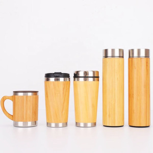Taza de Viaje Aislada de Acero Inoxidable y Bambú, Vaso Térmico con Logotipo Personalizado, Taza de Café Portátil para Oficina y Viajes - Product Image 4