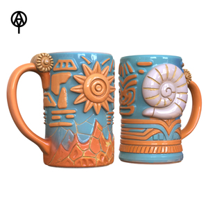 Taza de Cerámica Creativa Polinesia de 20 oz para Cócteles, Café o <span class=keywords><strong>Cerveza</strong></span>, Colorida y Personalizada con Tallado de <span class=keywords><strong>Sol</strong></span> y Océano, Venta al <span class=keywords><strong>por</strong></span> <span class=keywords><strong>Mayor</strong></span> - Product Image 2