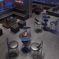 Meubles de restaurant permet café moderne tables et chaises bar de lumière led table ronde haute et ensemble de chaises hautes