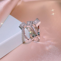 Bague rétro en zircon pour femmes, accessoires de mode coréenne, bijoux en forme de ficelle, aspect rétro, brillant, KYRA01475