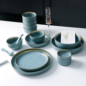 Juego <span class=keywords><strong>de</strong></span> cena <span class=keywords><strong>de</strong></span> <span class=keywords><strong>porcelana</strong></span> <span class=keywords><strong>de</strong></span> estilo nórdico con borde dorado, <span class=keywords><strong>vajilla</strong></span> <span class=keywords><strong>de</strong></span> <span class=keywords><strong>colores</strong></span> - Product Image 3