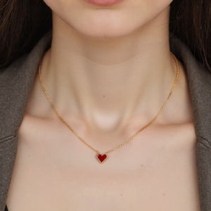 Collares con colgante de corazón de acero inoxidable romántico, regalo de joyería para el Día de San Valentín, aniversario, cumpleaños - Product Image 1