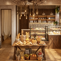 Usine personnalisé en bois massif café vitrine LED pour point de vente de luxe design d'intérieur